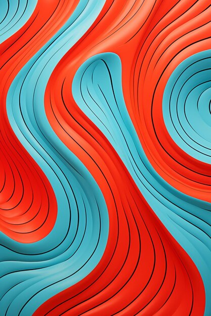 A close up of a red and blue abstract background with curved lines generative ai