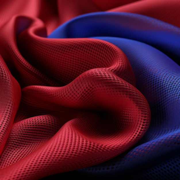 a close up of a red and blue fabric