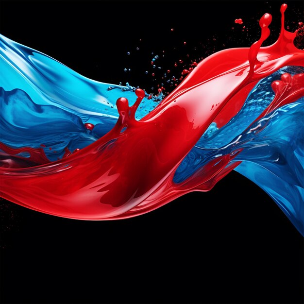 Photo a close up of a red and blue liquid splashing on a black background generative ai