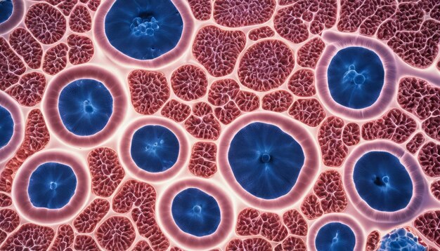 A close up of a red and blue plant