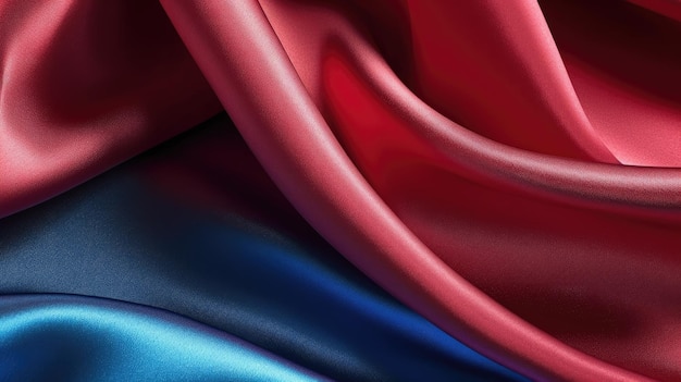 A close up of red and blue silk fabric