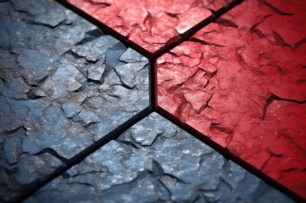 Photo a close up of a red and blue tiled floor ai