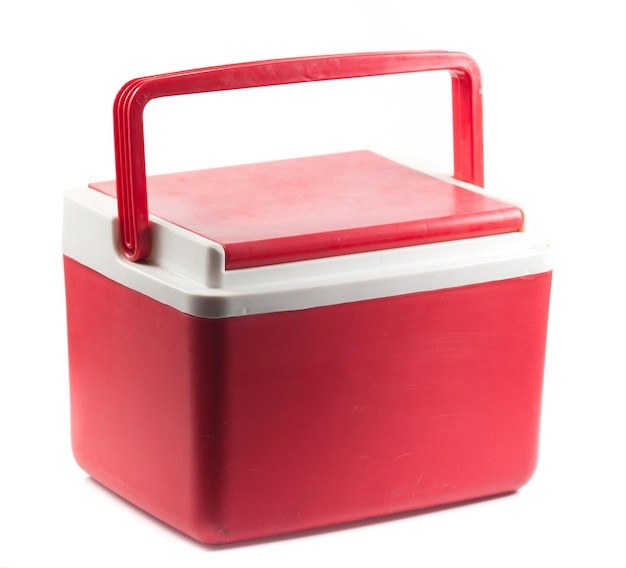 close-up of red box against white background