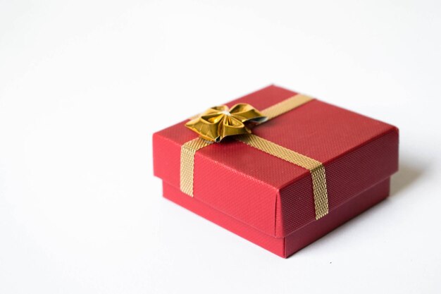 Photo close-up of red box over white background