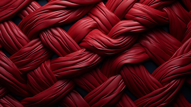 A close up of a red braided fabric
