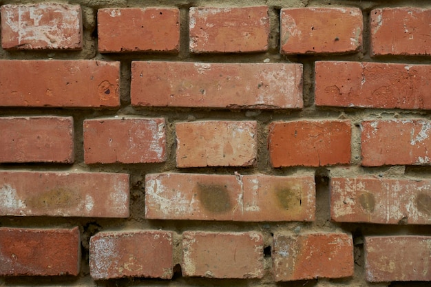 close-up of a red brick wall old