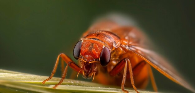 赤い虫の頭のクローズアップ