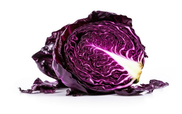 A close up red cabbage isolated on a white background vegan fresh vegetables ai generated