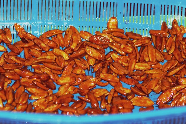 Close-up of red chili peppers in market