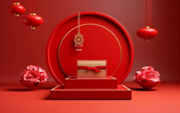 A close up of a red clock with a red background generative ai