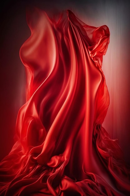 A close up of a red cloth draped in a red light generative ai