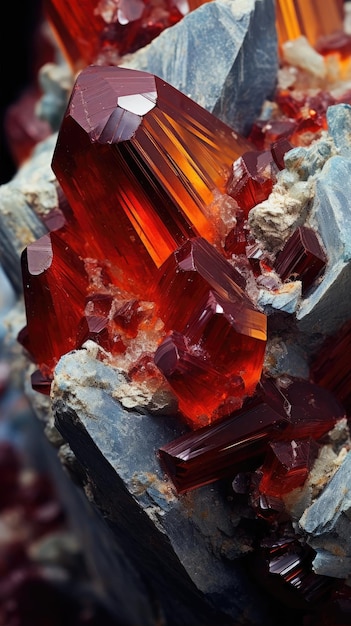 A close up of a red crystal