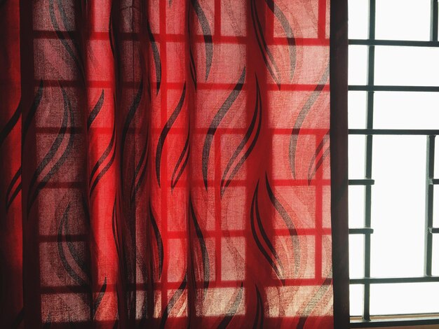 Close up of red curtain