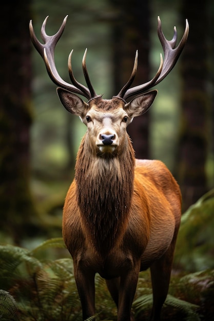 Close up of red deer stag