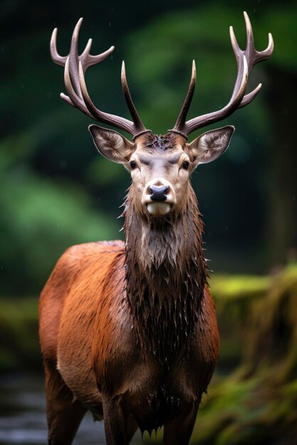 Close up of red deer stag