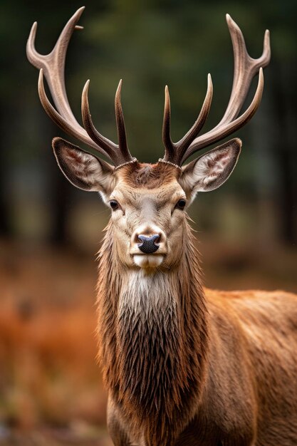 Close up of red deer stag