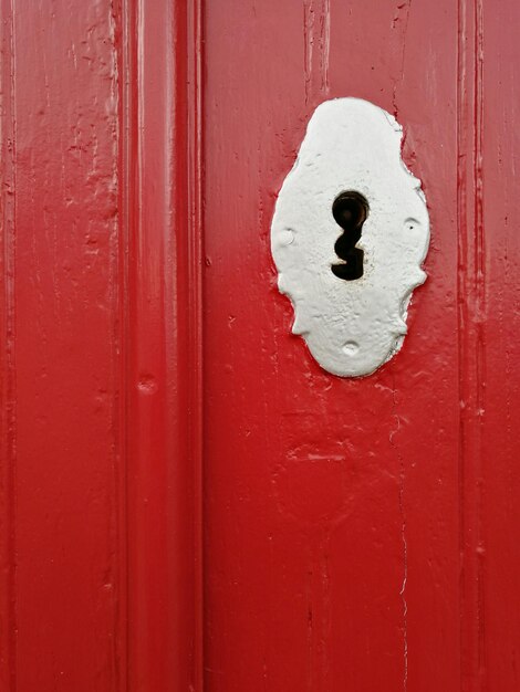 Close-up of red door