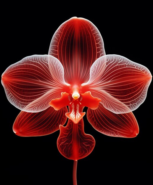 a close up of a red flower with a black background generative ai