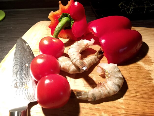 Close-up of red fruits on table