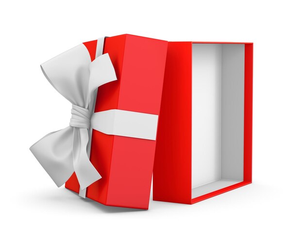 Close-up of red gift box against white background