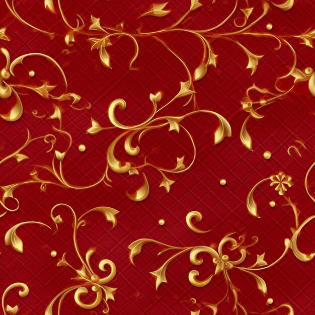 A close up of a red and gold background with a pattern generative ai