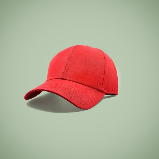 close-up of red hat against green background