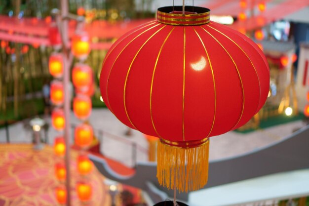 Close up red lantern decoration during chinese new year