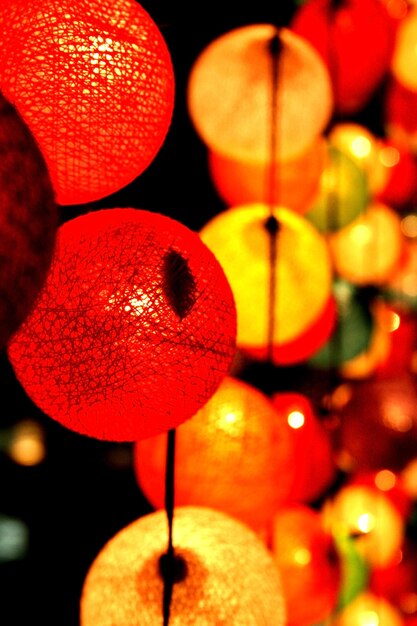 Close-up of red lanterns