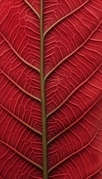 A close up of a red leaf