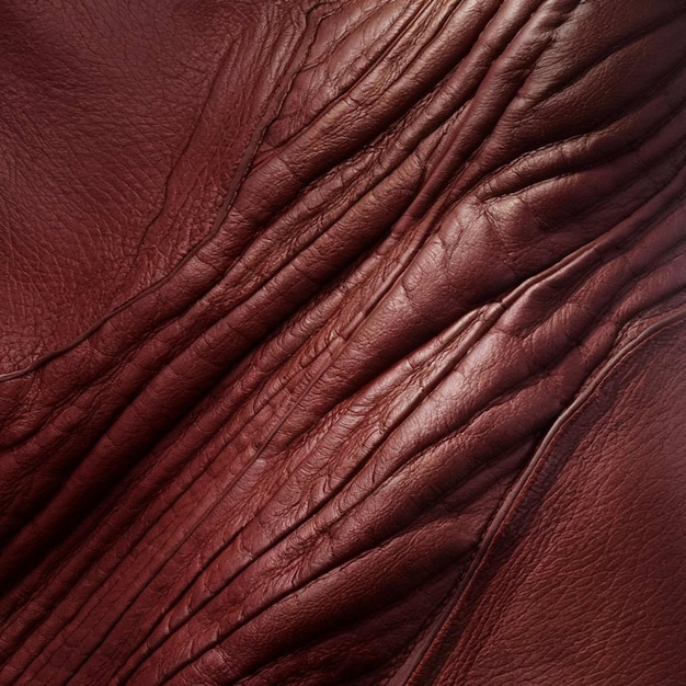 a close up of a red leather material with a brown background