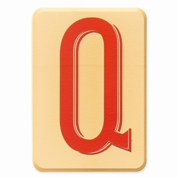 Foto un primo piano di una lettera rossa q su un quadrato giallo generativo ai