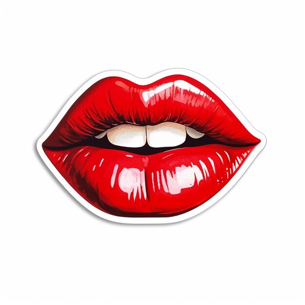 a close up of a red lip with a white background generative ai