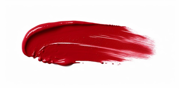 a close up of a red lipstick smudge on a white background generative ai