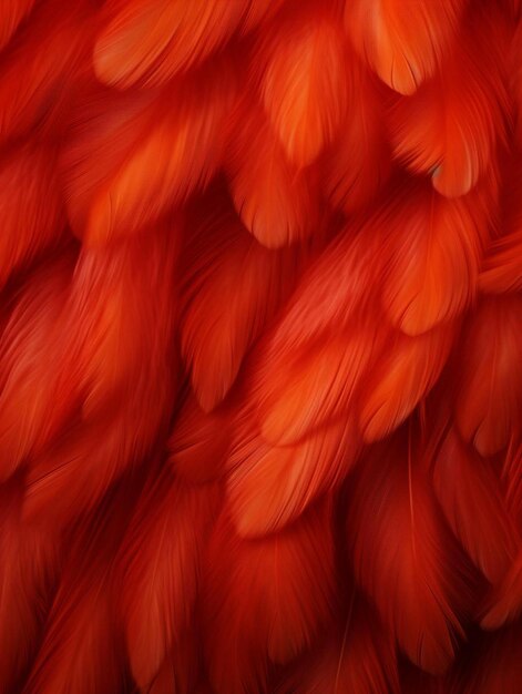 a close up of a red and orange chicken