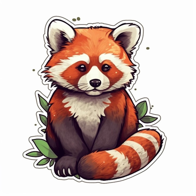 A close up of a red panda sitting on a leaf generative ai