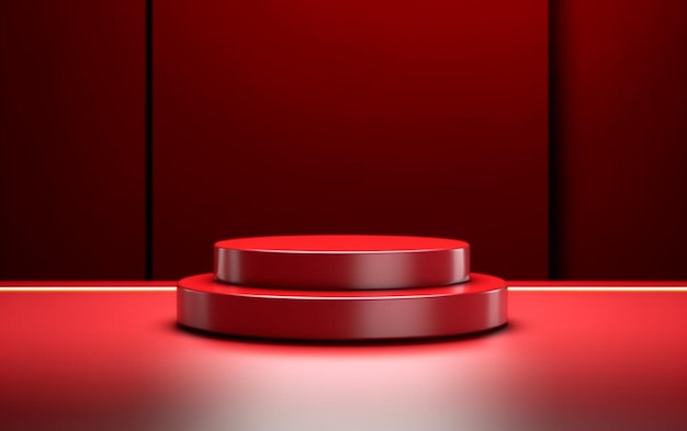 A close up of a red podium with a red light generative ai