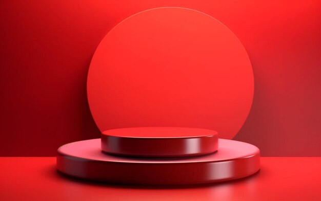 A close up of a red podium with a red light generative ai