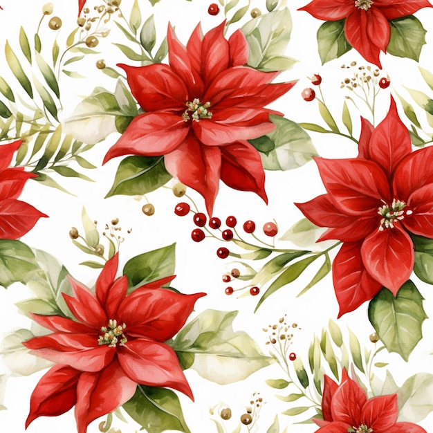 a close up of a red poinsettia flower on a white background generative ai