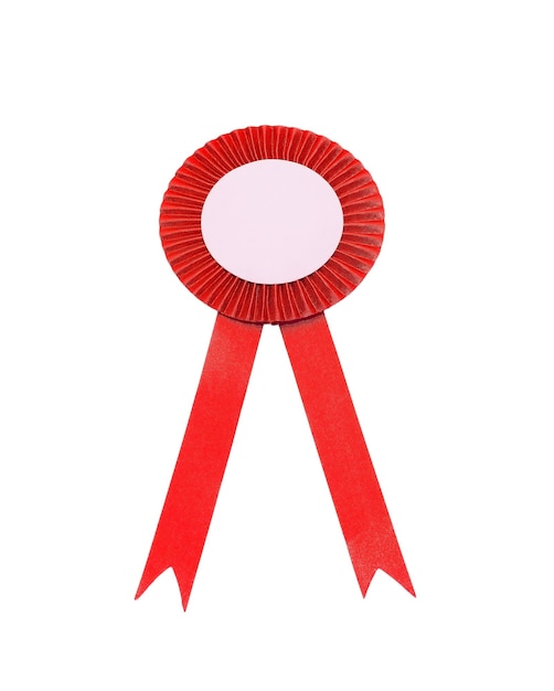 Photo close-up of red ribbon award against white background