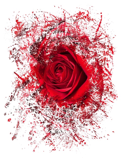 Photo close up of red rose exploding