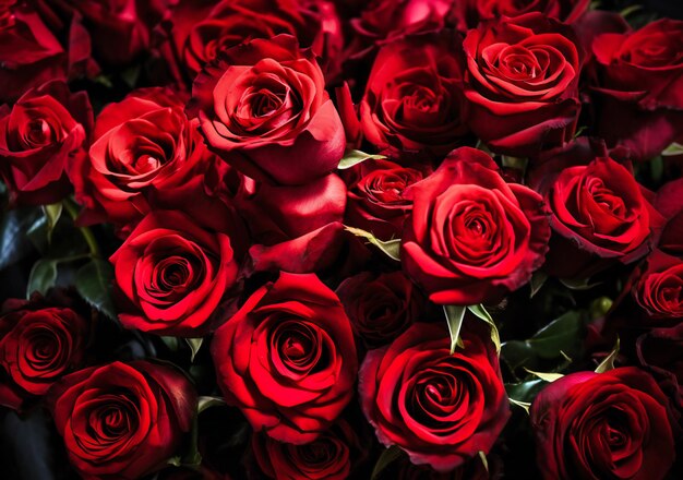 A close up of red roses