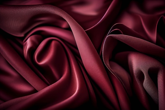 Close up of a red satin material generative ai