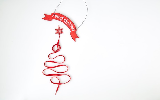 Photo close-up of red shoelace and text against white background