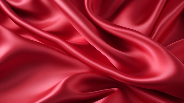 A close up of a red silk fabric with a very smooth surface ai generative