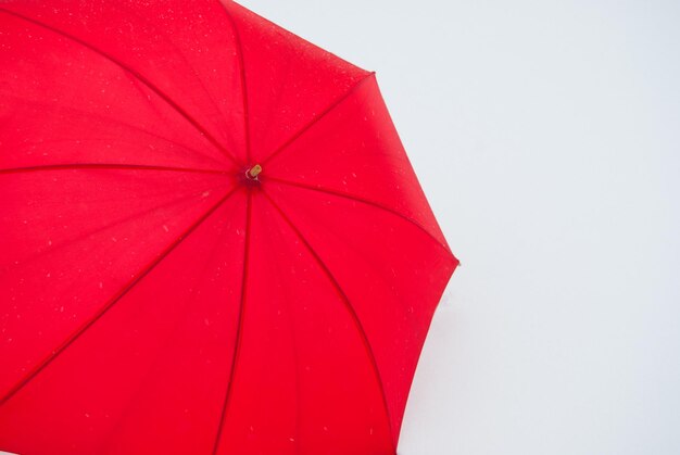 Close-up of red umbrella against white background