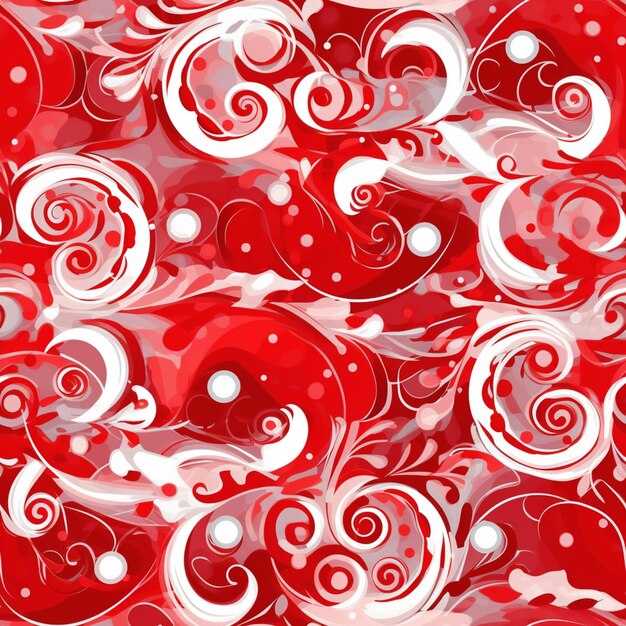 A close up of a red and white background with swirls and dots generative ai