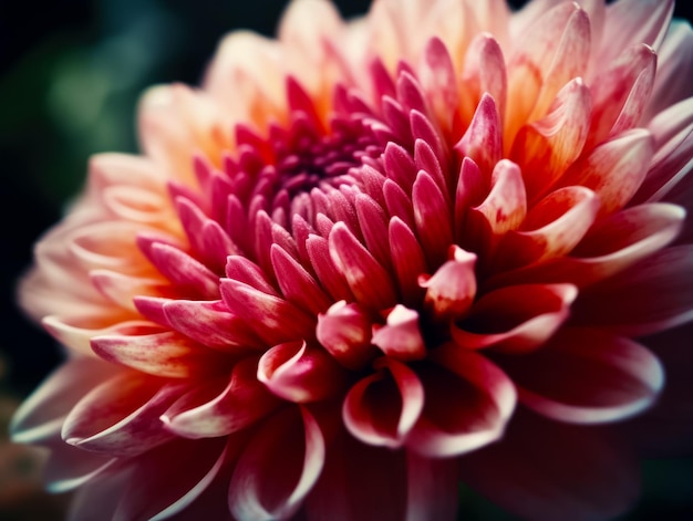 Close up of red and white flower with blurry background Generative AI