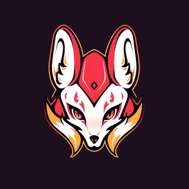 A close up of a red and white fox head on a black background generative ai
