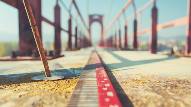 Close Up of Red and White Ribbon on Bridge