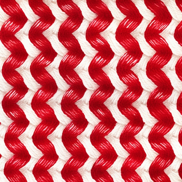 Photo a close up of a red and white striped knit generative ai